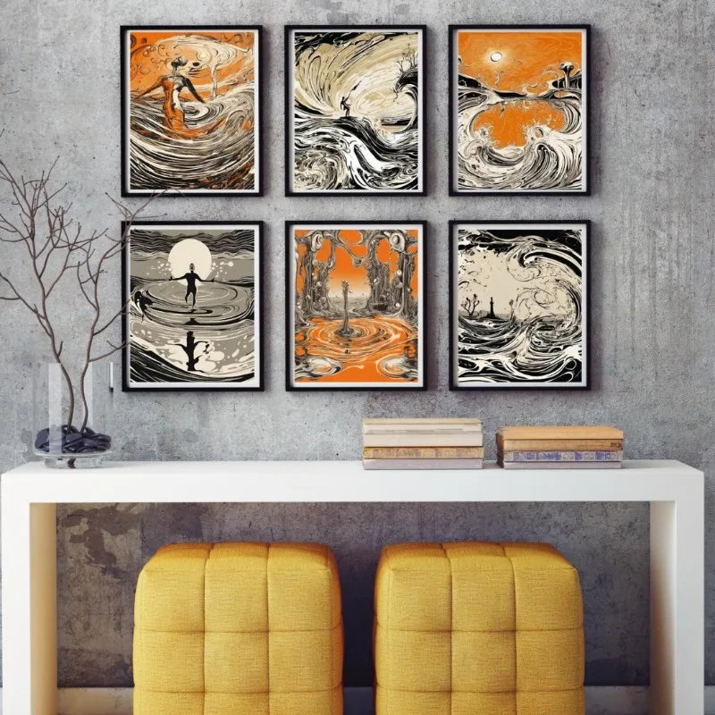 Abstract Ocean Wave Wall Art Modern Minimalist Sea Print Premium Poster Living Room Decor Contemporary Coastal Home Office Art