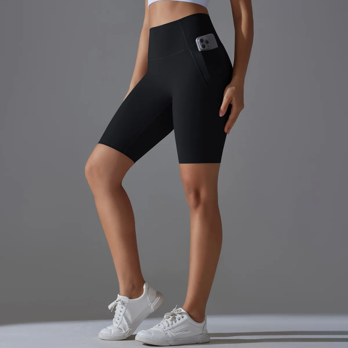 Gym Fitness Shorts Women Tight Cycling Shorts Yoga Shorts Breathable Sports Pants WIth Packet High Waist No Awkward Lines Shorts