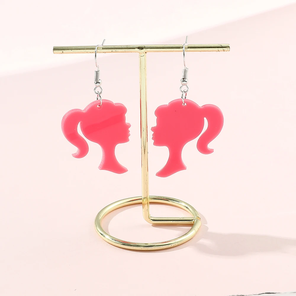 Disney Barbie Princess Sweet Ear Studs Barbie High Heel Drop Earrings Letter BARBIE Ear Accessories for Women Cute Jewelry Gifts
