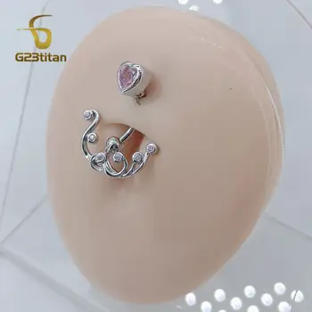 Gümüş Renkli Ahtapot Göbek Piercingi Pembe Zirkon F136 Titanyum 14G Kavisli Barbell Göbek Deliği Piercingi Kadın Göbek Deliği Takısı 10 best sales Ahtapot piercingi - №4