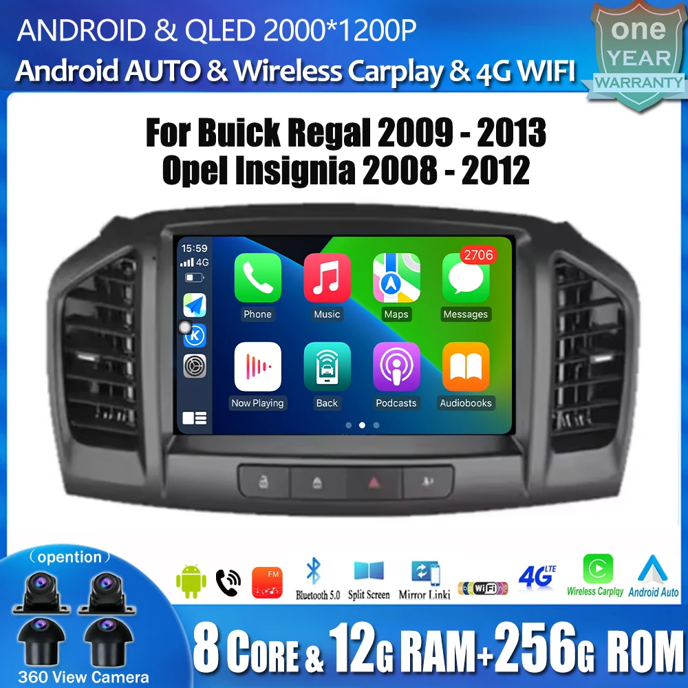 Auto Car Radio Carplay for Buick Regal 2009-2013 for Opel Insignia 2008-2012 Navigation Multimedia Video Player 4G WIFI BT tools