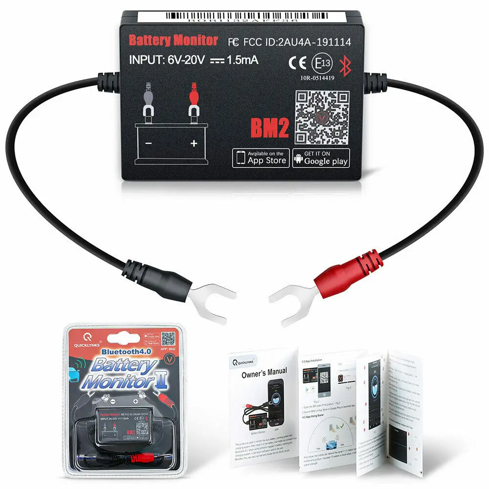 12V Car Battery Monitor Via Bluetooth 4.0 Voltage Meter Tester Low Volt Alarm BM2 Car Repair Tool