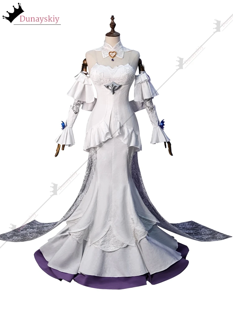 LOL كريستال روز سونا تأثيري حلي لعبة دوري الأساطير لعب الأدوار الملابس الأبيض Bodycon فستان شعر مستعار مجموعة أنيمي زي الحفلات-6