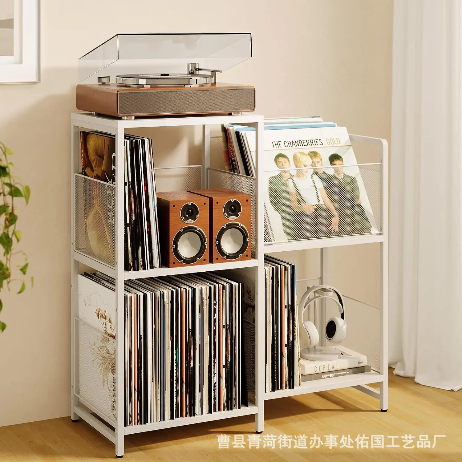 Cross-border wrought iron shelf floor-to-ceiling multi-layer vinyl record rack household multi-functional living room bedroom al
