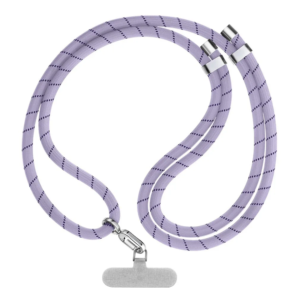 

New Purple Stripe Nylon Functional Phone Straps Long Short Lanyard Phone Hanging Chain