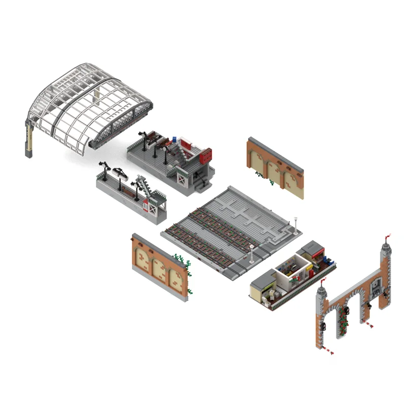 Modulair stadsgebouwmodel Moc Bouwstenen Treinstation Technologie Modulaire blokken Geschenken Kerstspeelgoed DIY-sets Montage