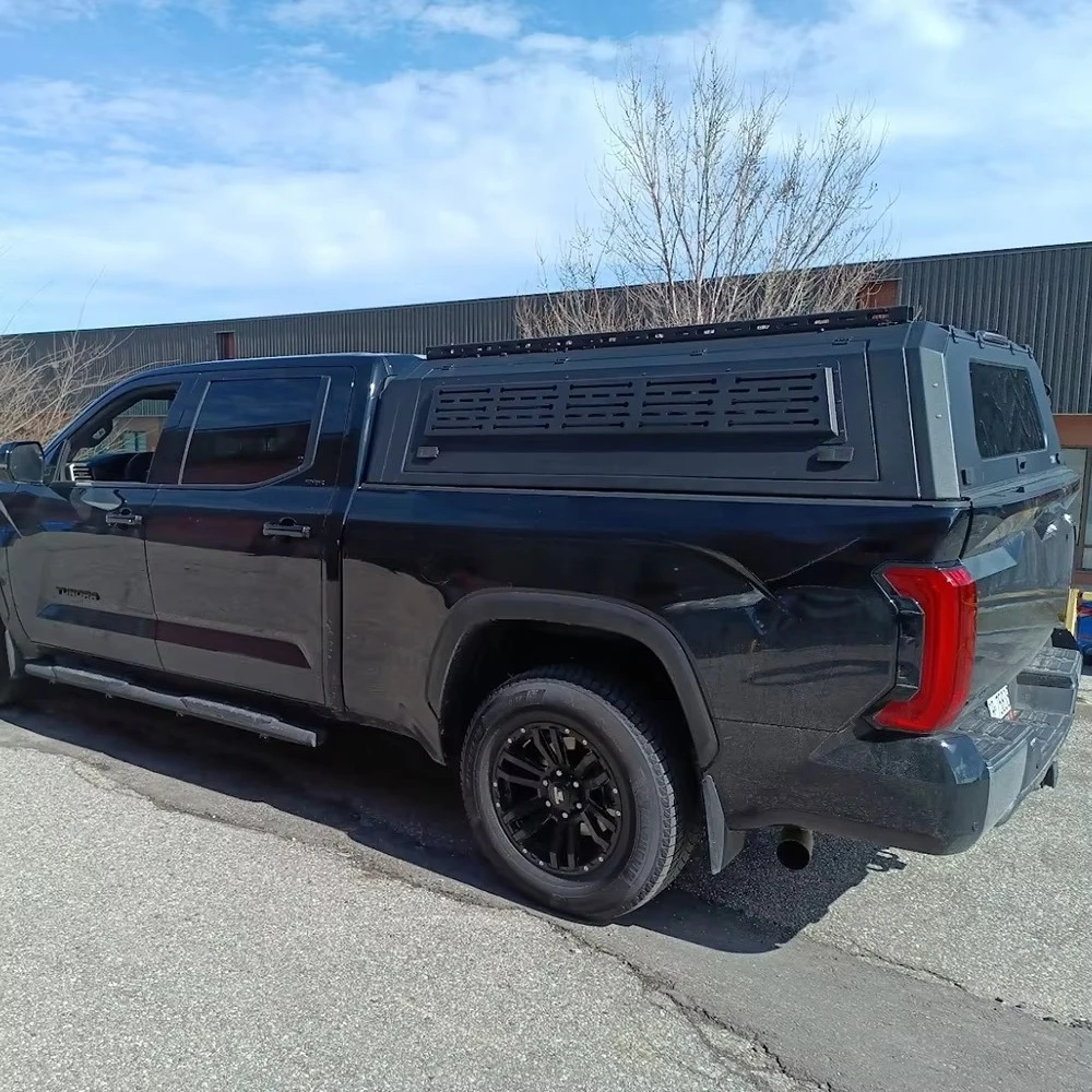 2024 tundra 6.5ft Black Lightweight Aluminum Truck Canopy 4x4 Offroad Hard Camper Shell Truck Bed Cap Best Truck Bed Caps Topper