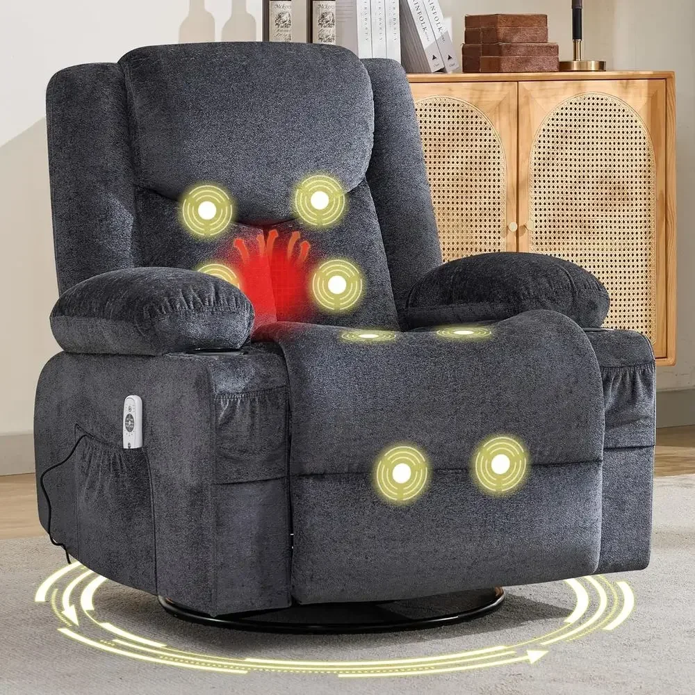 

Luxury Oversized Recliner with Massage, Heat and Cup Holders for Comfortable Living Rooms