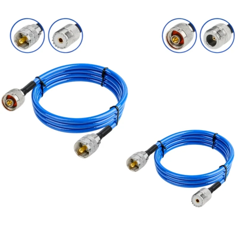 RG142-PUR High Frequency Test Cable N to UHF Male to Female Connector Blue Ultra-Soft Double Shielded Silver-Plated RF Cable