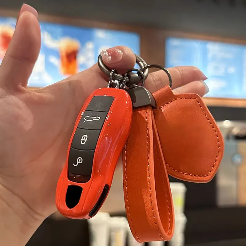 

Чехол для ключей из АБС-пластика Lava Orange, держатель для ключей для Porsche Cayenne Macan Panamera 718 Taycan 911 Cayman Boxster 9ya 971, аксессуары
