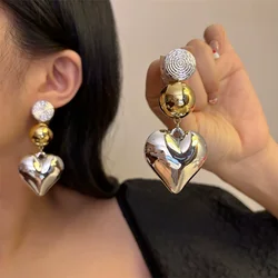 XIALUOKE Fashion Heart Shape Pendant Earrings European American Style Personalized Stud Earrings Girls Travel Jewelry