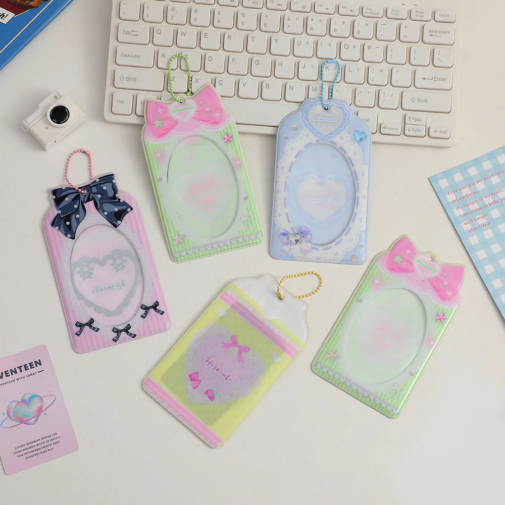 Korean Bowknot Photocard Holder 3 Inch Idol Photo Sleeves Postcard Protector Photo Card Holder Sweet ID Bank Card Case