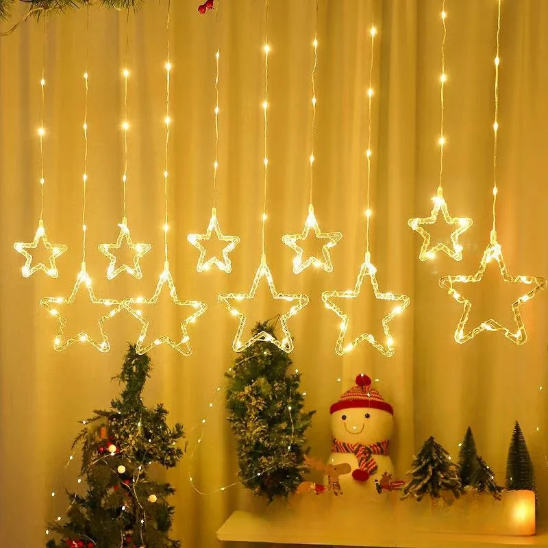 1PC 3M Christmas Star Curtain Light Ramadan Atmosphere Decorative Light USB Eight Modes Romantic Creative Luminous Light String