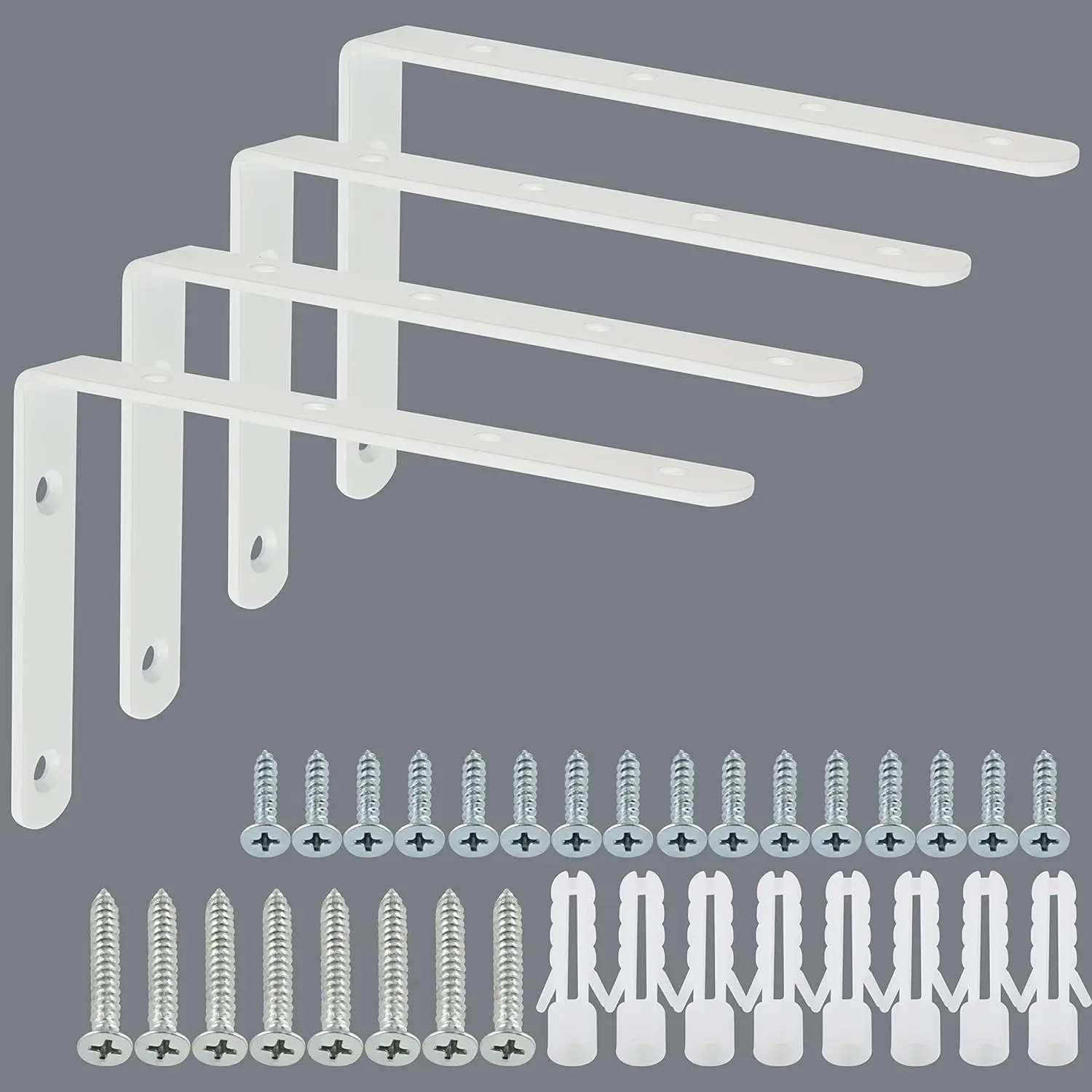 

Усиленные белые L-образные кронштейны, угловые скобы из нержавеющей стали для подвешивания деревянных досок, 6x4 дюйма (упаковка из 4 шт.)