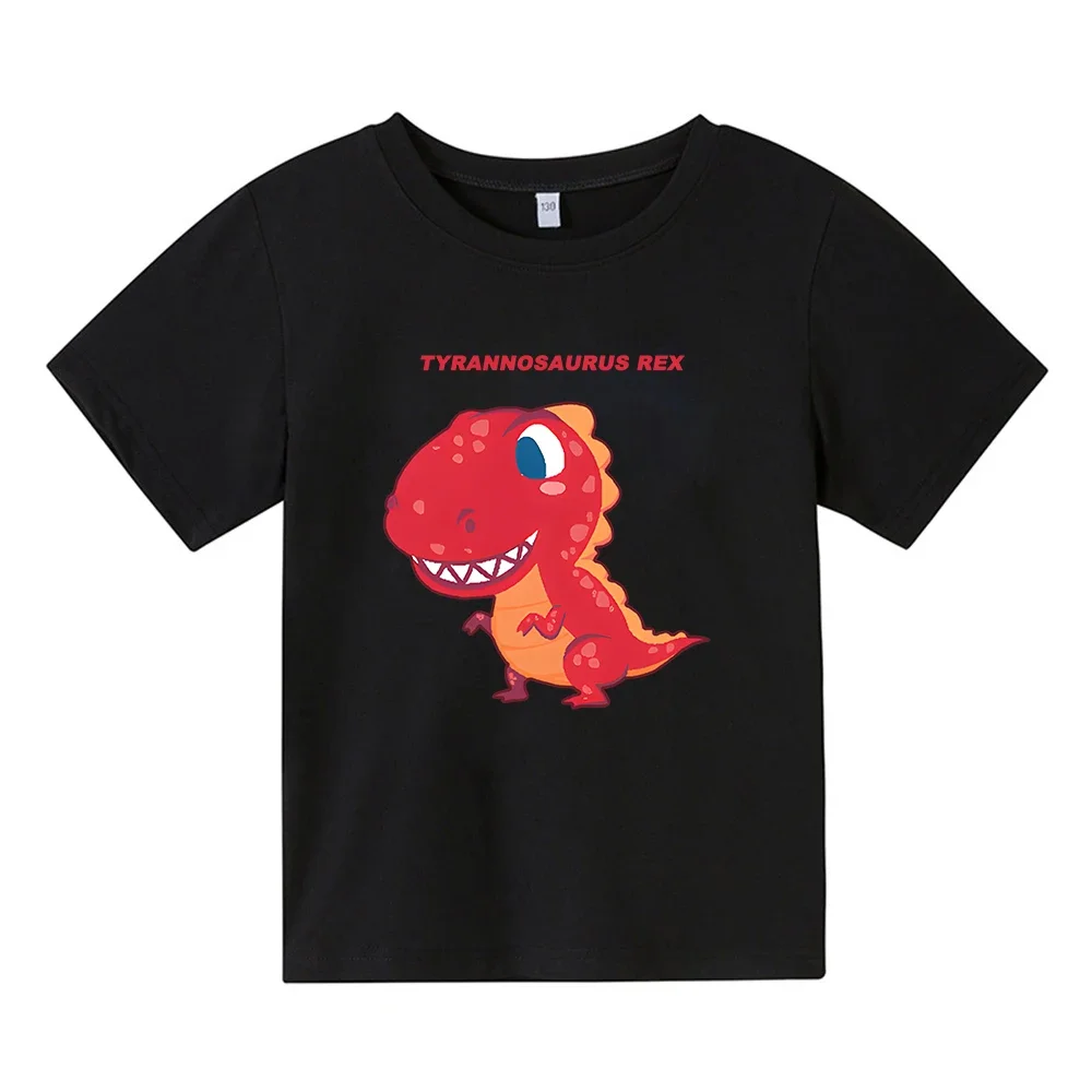 Kids Kawaii Cartoon Dinosaur  Tyrannosaurus Rex  Seven Kinds of Color Print T Shirt Letter Unisex Children 100% Cotton Tshirt