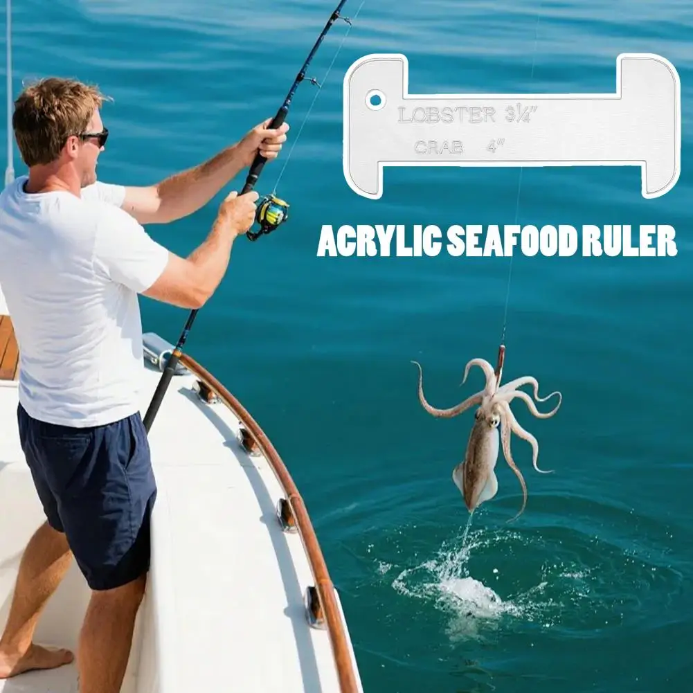 Dual-purpose Seafood Ruler Acrylic Measurement Gauge with Precise Scale Markings Corrosion Resistant Tool Ruler Ergonomic Grip