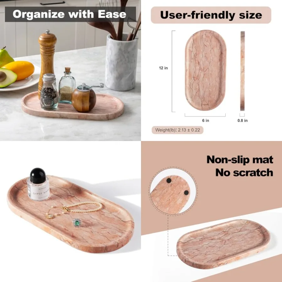 

Norway Natural Marble Tray, Vanity Decorative Tray for Countertop, Catchall Tray for Perfume, Candles, Jewelry Dish