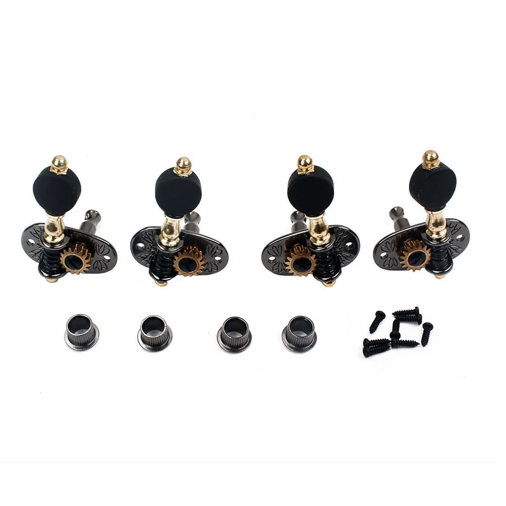 

4 pcs 2L 2R Sealed Tuning Pegs Nickel Finish Machine Heads Amber Buttons For Acoustic Ukulele Replacement Ukulele Tuners Guitar