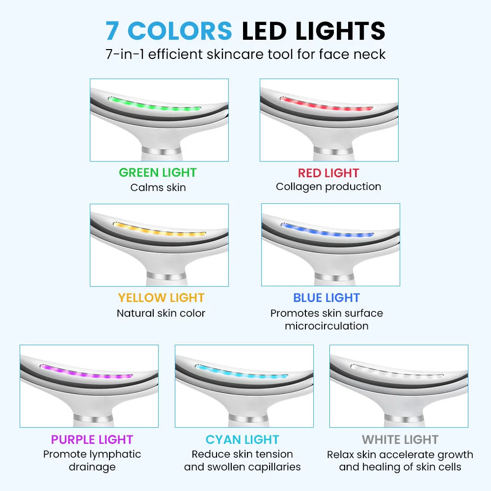 คอหน้านวด EMS Double Chin Remover V Line Chin Lift Up 7 สี LED อุปกรณ์ป้องกันคอริ้วรอย Face Slimmer Chin ลด