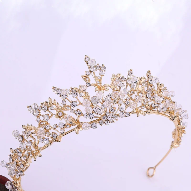 1 Beautiful Hand-made Bride Jewelry Crystal Glass Diamond Crown, Wedding Supplies Alloy Water Drill Headdress