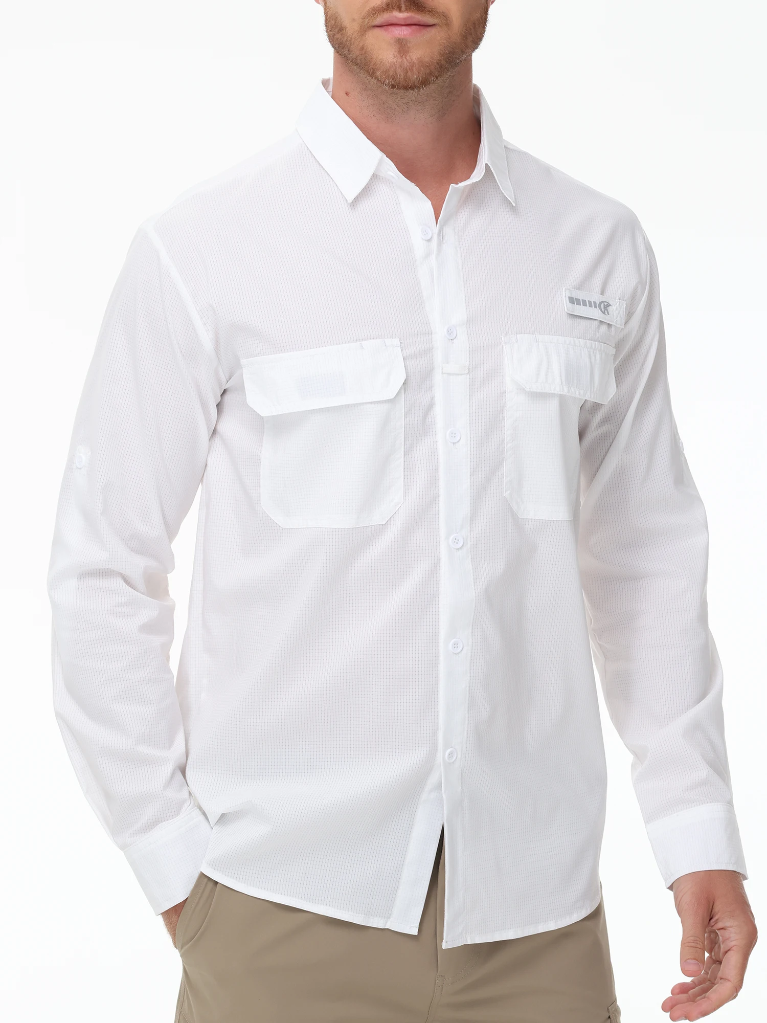 Mens Long Sleeve Fishing Shirts Sun Protection Quick Dry Lightweight Hiking Shirt for Travel Camping Work