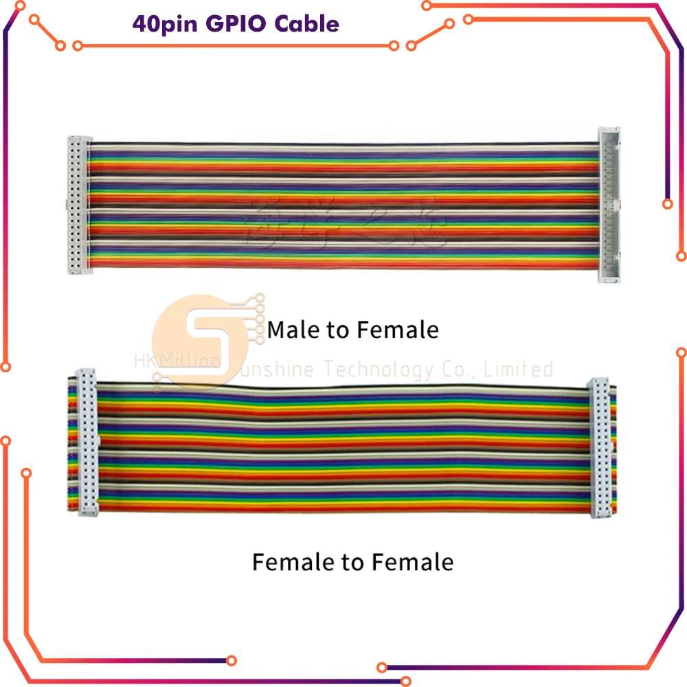 

40Pin GPIO Extension Cable Kit - 20cm Male to Female 2x20 Female to Female Rainbow Ribbon for Raspberry Pi 4/3B+/3B, Arduino