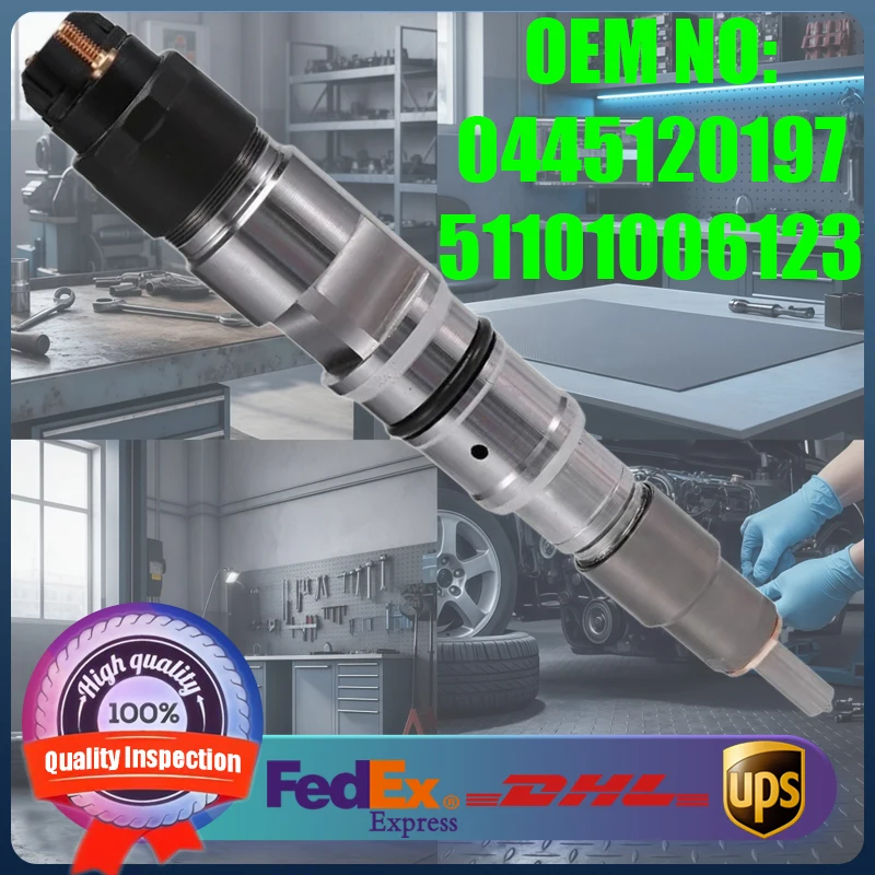 

High Quality Fuel Common Rail Injector 0445120197 0445120155 51101006123 Diesel Engine Parts Suitable for MAN NG 323 NG 363