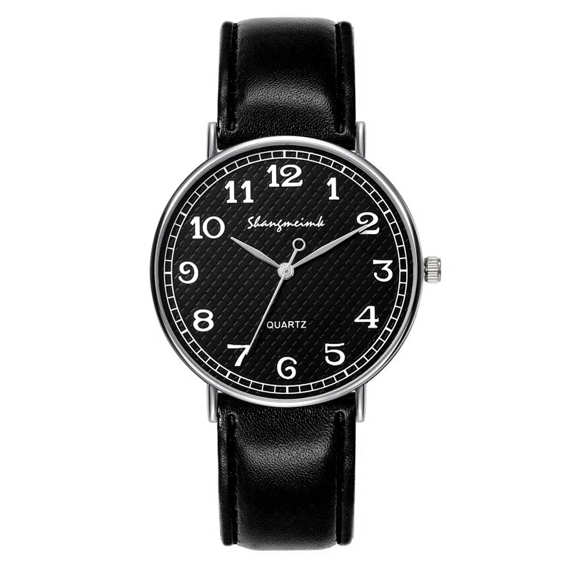 Reloj de pulsera de cuarzo para hombre, cronógrafo sencillo de alta gama, esfera redonda grande, correa de cuero, negocios