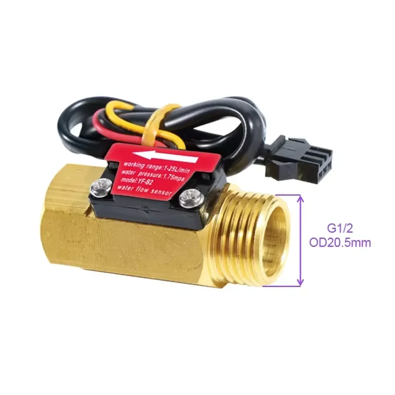 SEA SENSOR G1/2'' BSP Thread Brass Water Flow Sensor Magnetic Hall Effect Output Pulse Turbine Flowmeter Sensing 1-25L