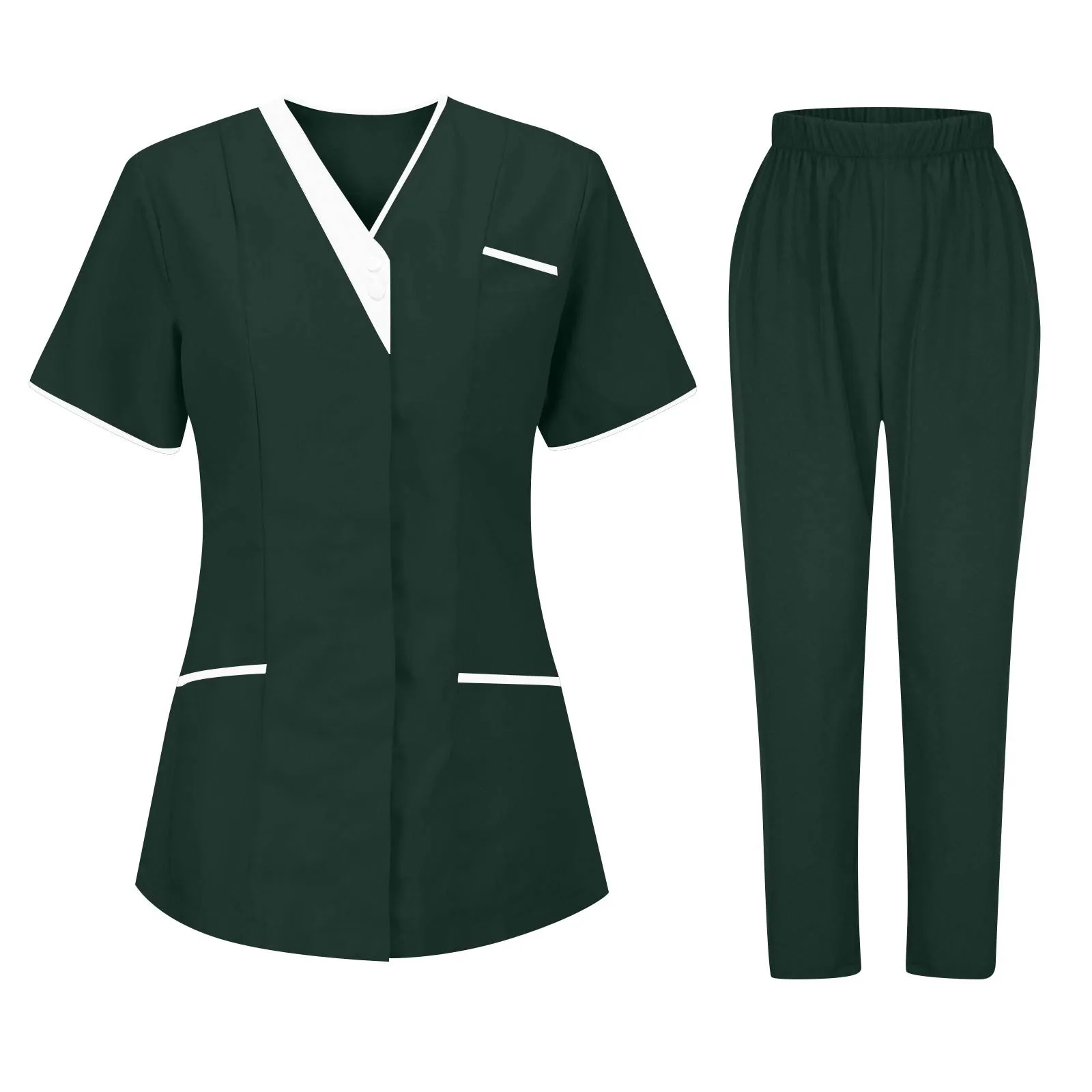 Uniformes médicos femininos com decote em v manga curta enfermeira scurbs conjunto hospital médico workwear cirurgia dental oral conjunto de trabalho