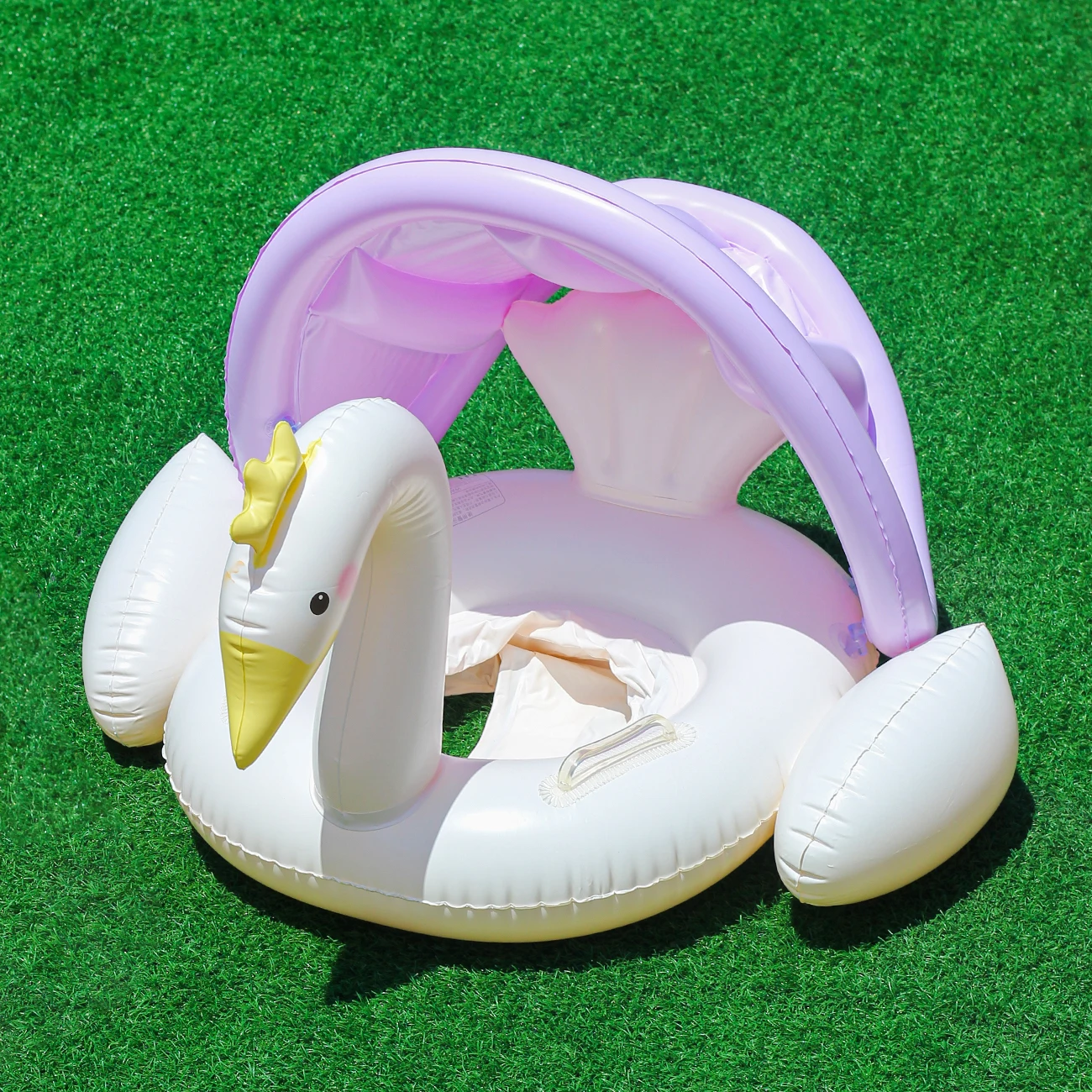 1 unidad de flotadores de piscina con dosel de cisne color crema mejorados, anillo de natación de verano, ayuda para nadar en la playa y la piscina, juguetes de playa Gea de seguridad del agua para Fiesta EN LA Piscina