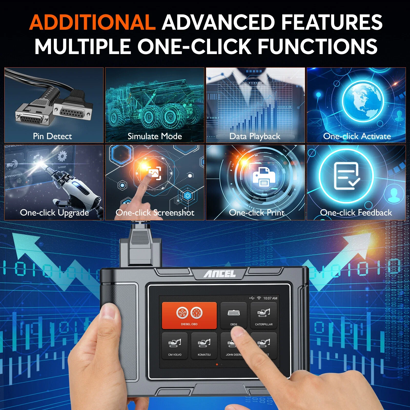 Heavy Duty Truck Scanner DPF Regeneration Construction Machinery Full System Scan Tool ANCEL HD3600 for Caterpillar/Komatsu