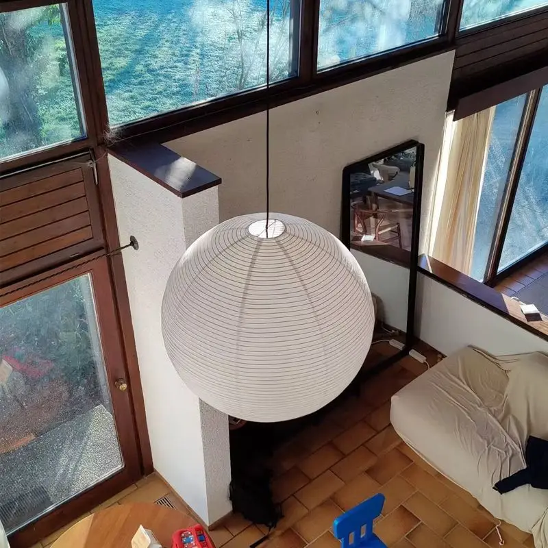 Round Paper Lampshade Hanging Modern Ceiling Lights Vintage Classic Pendant Lamps Japanese-style Restaurant Living Room Bedroom