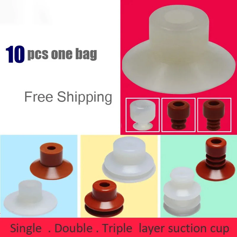 10pcs Vacuum Chuck Pneumatic Components MP BT Industrial Silicone Strong Suction Cups Nozzle Large Head Red White Triple Layer