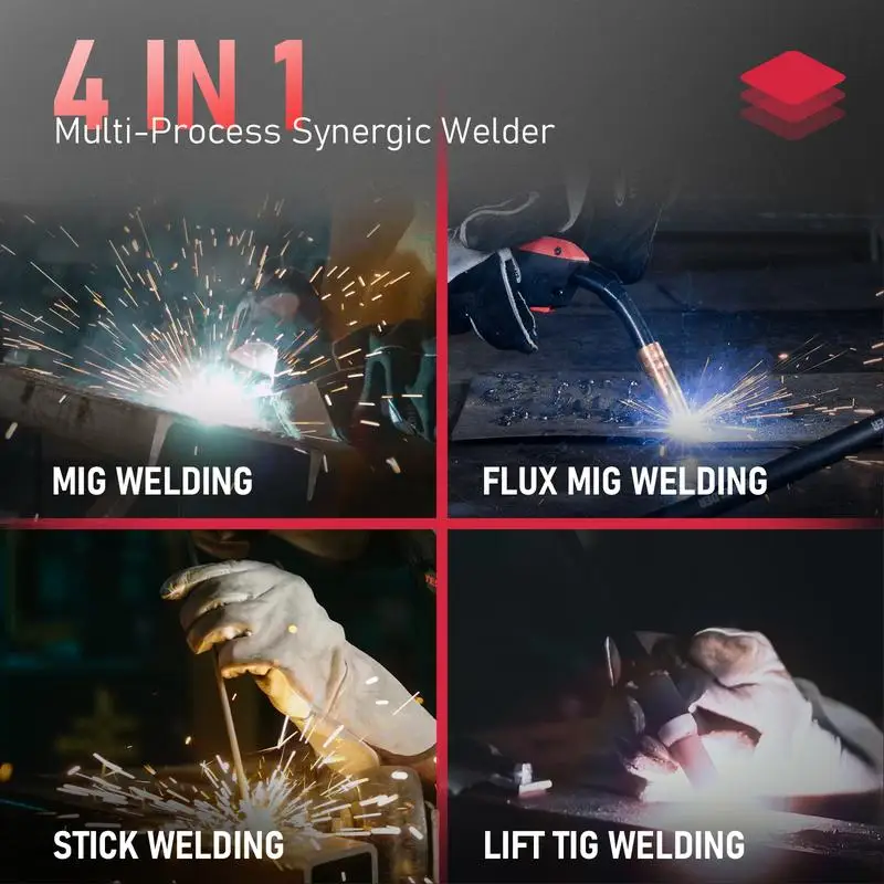 YESWELDER Gas Gasless 160A multiprocess MIG Welder，Flux Cored/MIG/Lift TIG/Stick ARC Welder 4 in 1 Welding Machine