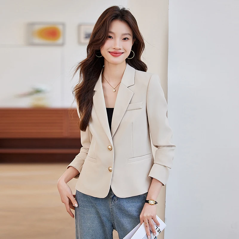 ZJYT Elegant LADIES Casual Blazers ผู้หญิงฤดูใบไม้ผลิ 2025 แขนยาวเสื้อแจ็คเก็ตพลัสขนาด Outerwears Veste Femme