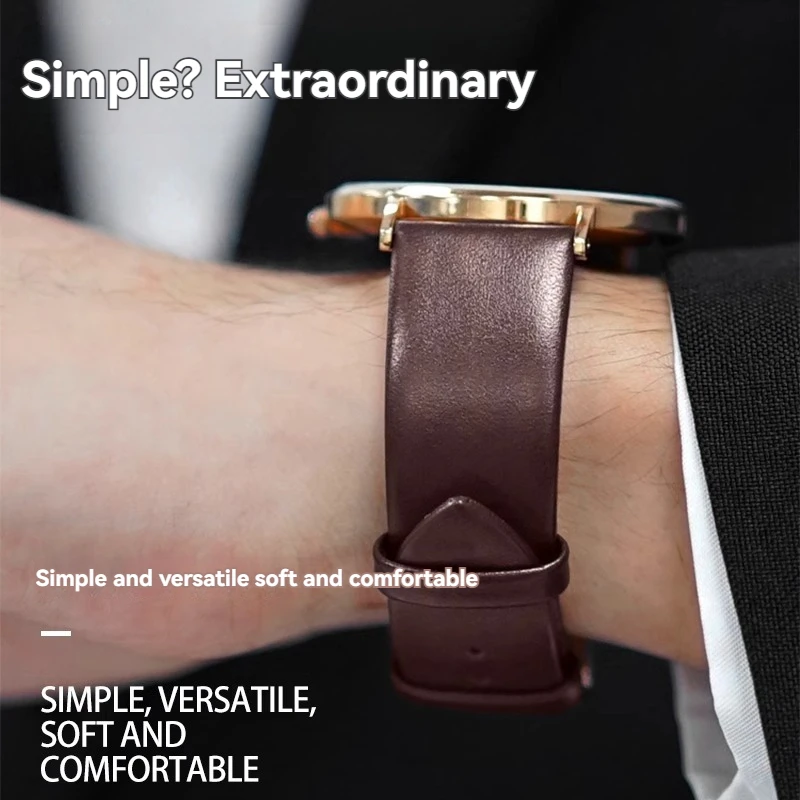 Ultra-thin Leather Watch Strap for Tissot DW Longines CK Rossini Women's Cowhide Watchband Black 12mm 14mm 15mm 16mm 18mm 20mm