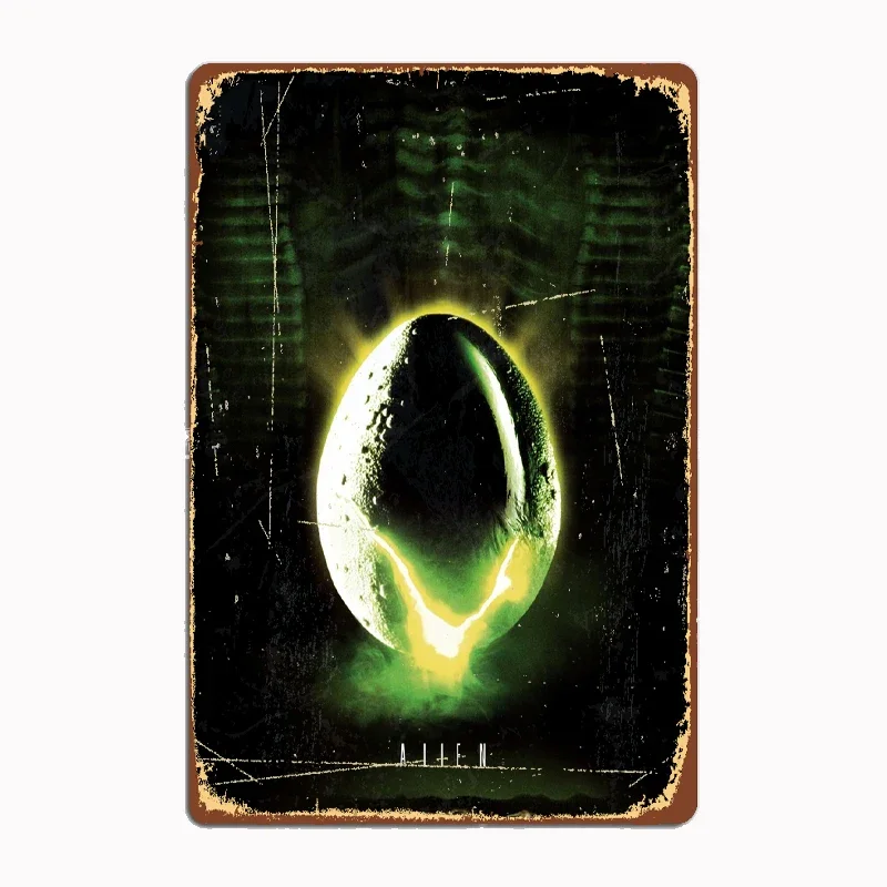 

Alien Glowing Egg Poster Metal Sign Mural Painting Cinema Living Room Cinema Funny Tin Poster Retro Man Cave Home Tavern