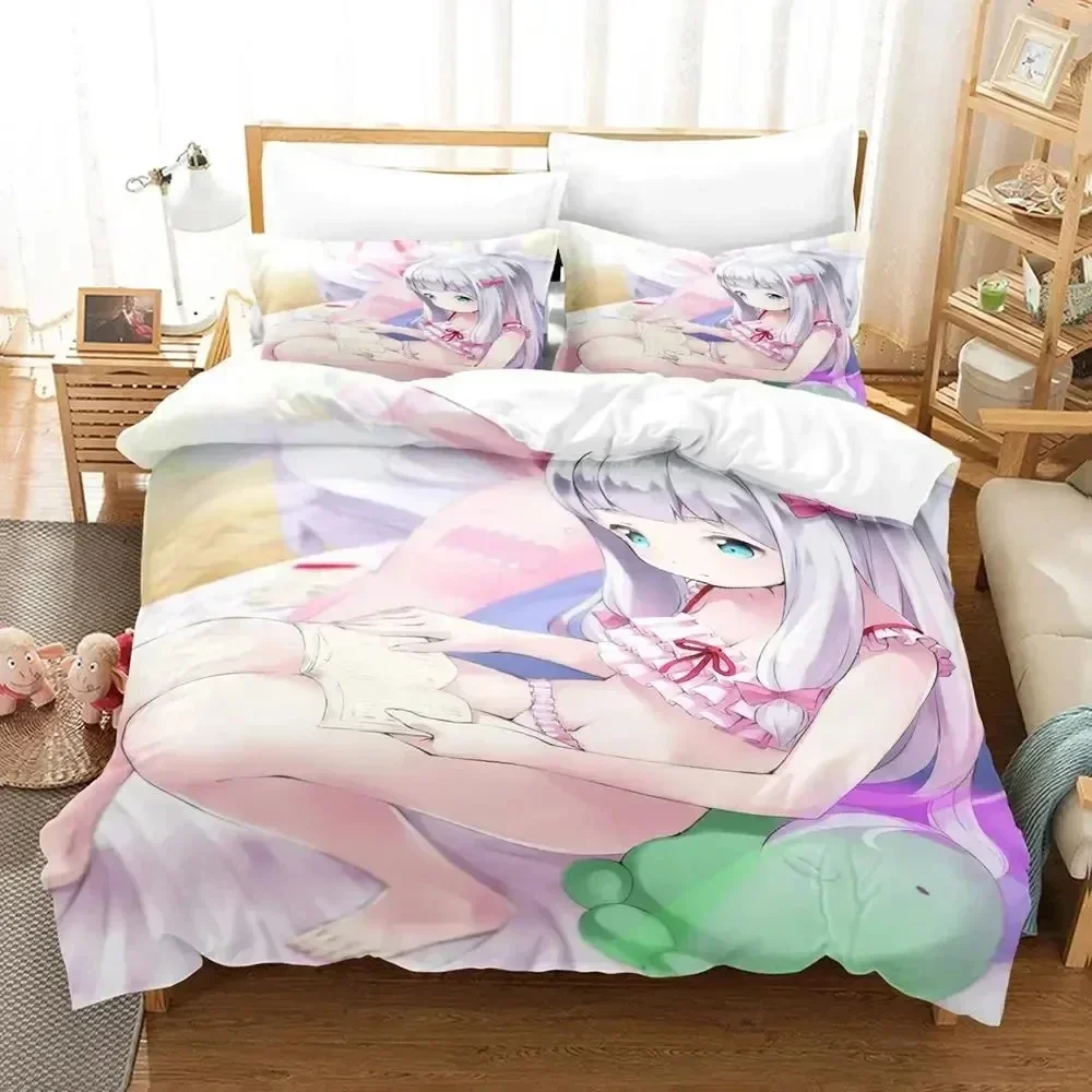 Anime sagiri izumi eromanga sensei conjunto de cama capa edredão conjunto colcha fronha consolador rei rainha tamanho meninos adulto
