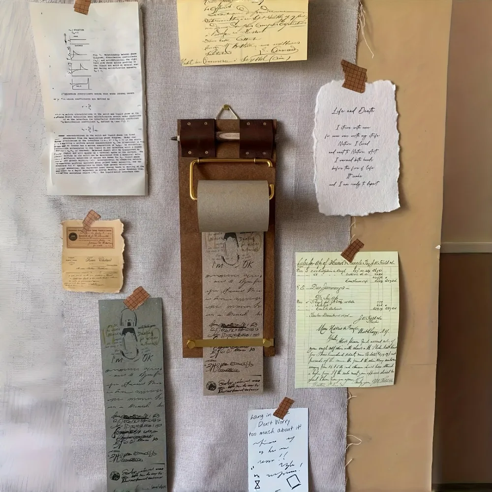 1 لفة ملاحظات لاصقة عتيقة قابلة للتمزق - بطاقات رسائل فارغة غير لاصقة فنية، مادة ورقية، مثالية للوازم المكتبية والمدرسية