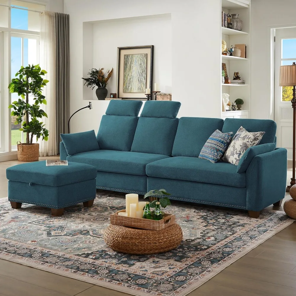 

Convertible Sectional Sofa,102" L Shaped Couch with Chaise, Modern 4 Seat Sofa Couches with Storage Ottoman and Phone Holder for