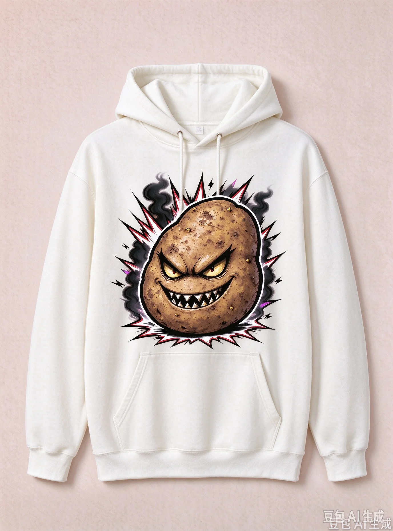 Unisex Evil Big Potato Graphic Hoodie Men Women Funny Cartoon Print Long Sleeve Hooded Sweatshirt Gothic Streetwear Loose Casual