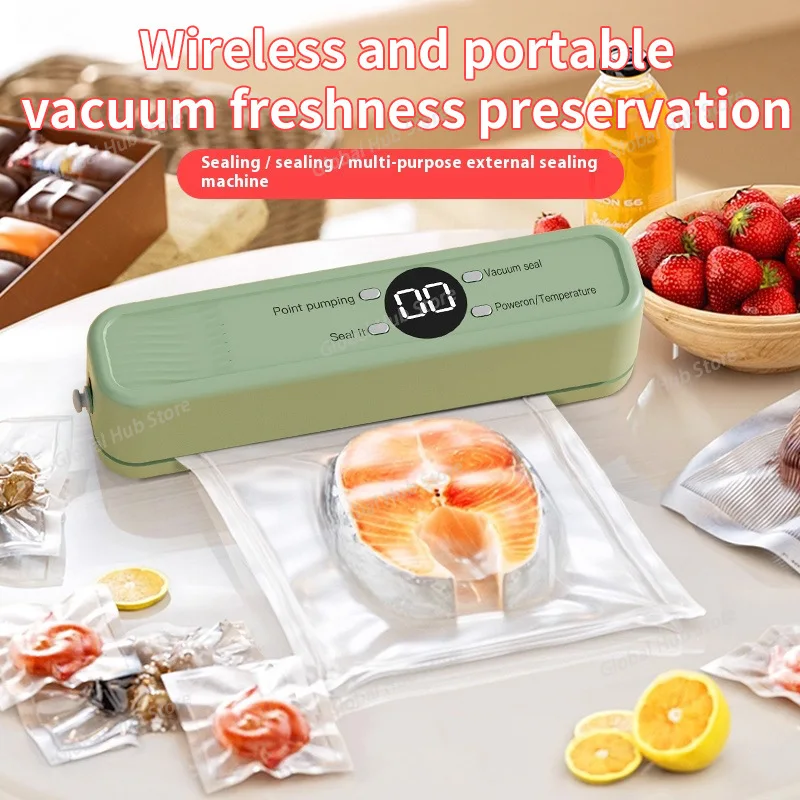 Wireless Vacuum Sealer Machine - 60KPA Powerful Suction, Portable Food Saver with 3 Levels,External Pumping Function