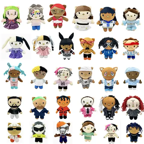 Hello Kitty Tupac Mf Doom Kali Uchis LIL PEEP Plush Toy Doll with Clothes Stuffed Soft Plush Toys Fans Collect Gifts
