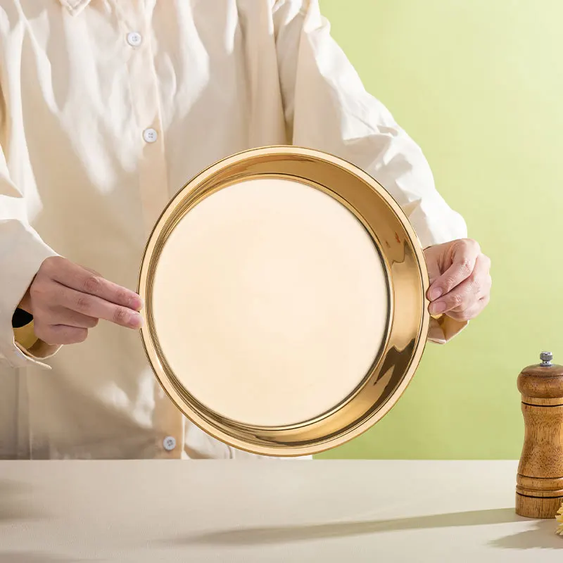 

Пищевой минималистичный золотой поднос из нержавеющей стали для домашнего использования