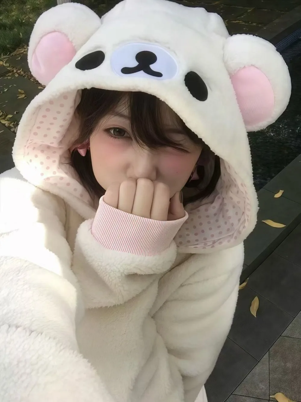 

Kawaii Rilakkuma Coral Fleece Pajamas Cute Cartoon Anime for Women Winter for Outdoor Home Clothing Two-piece Set Girl's Gifts