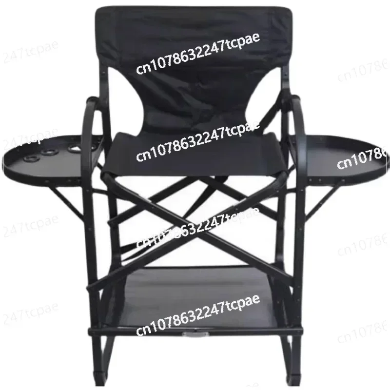 Aluminum Alloy Tall Feet Professional Makeup Chair Black Folding Chair Outdoor Camping Portable Director Hair Chair furniture