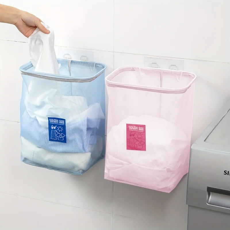 1 Stück Rosa Wäsche-Aufbewahrungstasche, Tragbare Reise-Aufbewahrungstasche, Kleiderorganizer, Wandhängende Wäsche-Tasche, Wäscheorganisation