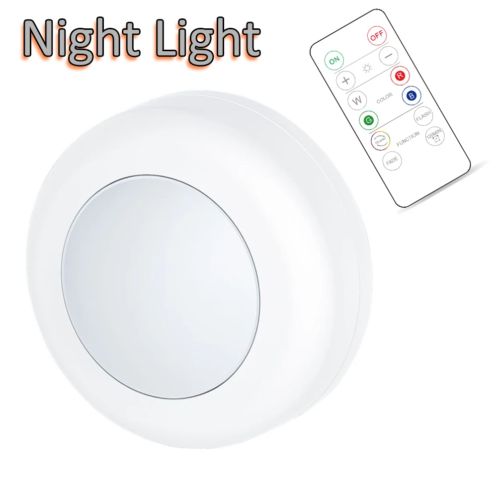 LED Night Light 16 Colors Fast Changing Atmosphere Lights Smart Remote Control Cabinet Light AAA Battery Not Include