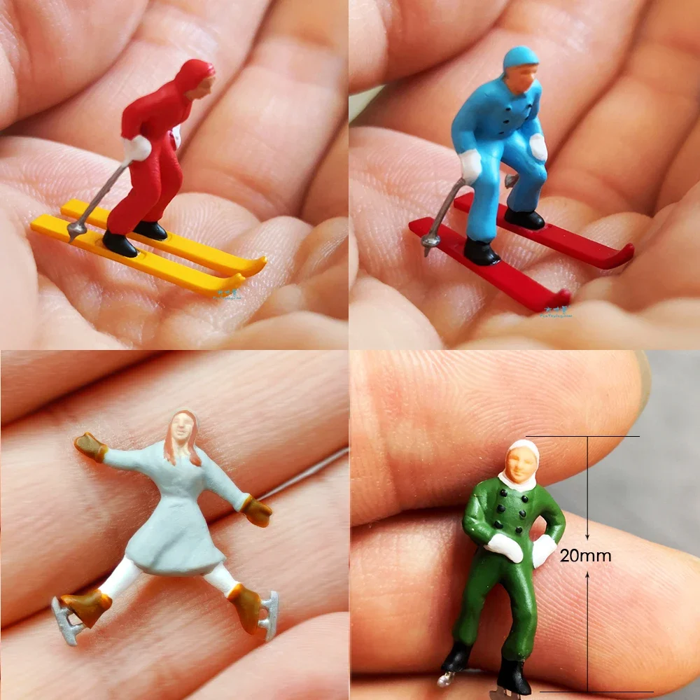 1:87 bemalte Figuren im HO-Maßstab, stehende Menschen, verschiedene Posen, Fotografenmenschen, Miniaturfiguren, Bewegungsfiguren